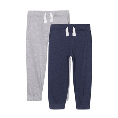 bluezoo Pack of two boy's grey and navy cuffed jogging bottoms